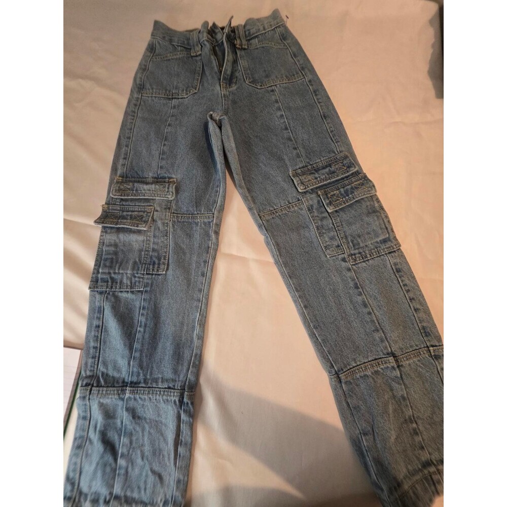 Women's s Denim Cargo Pants with Multiple Pockets